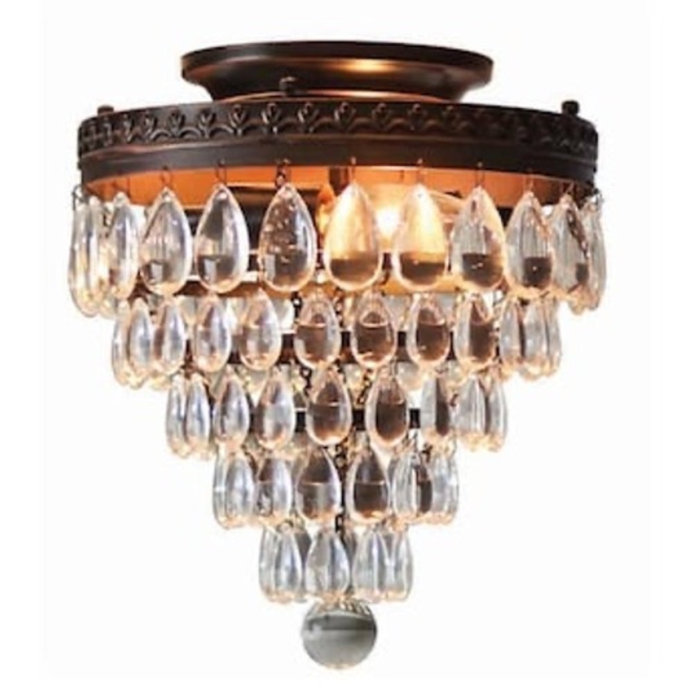 Allen + Roth Eberline Oil-Rubbed Bronze Tiered Crystal Flush Mount Light 0589388